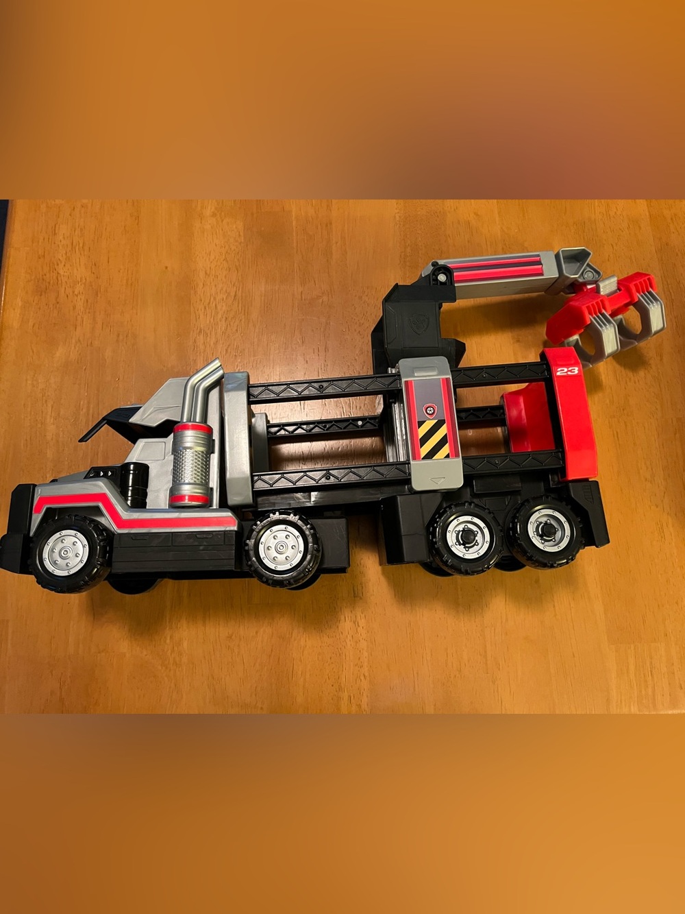 Paw Patrol Black and Red Crane Truck Playset w/ 3 Pups included